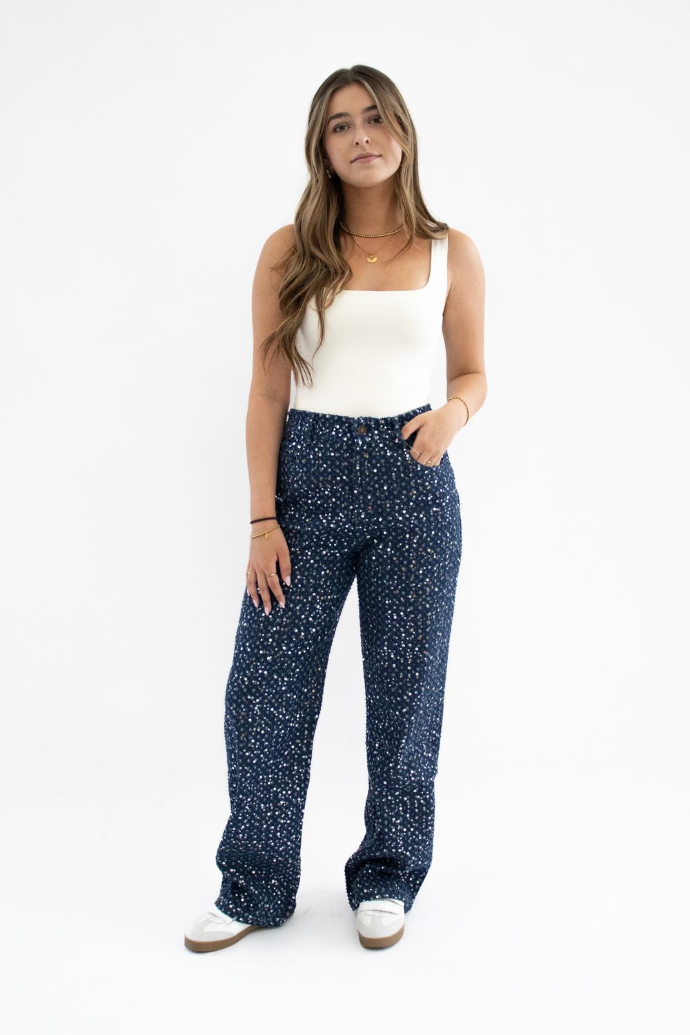 GLITTER JEANS - DARK DENIM