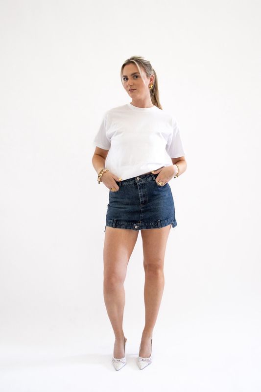 DOUBLE SKIRT - WASHED DENIM