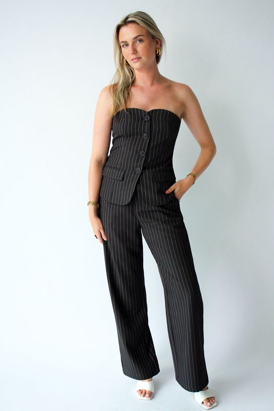 STRIPE TROUSER - BLACK