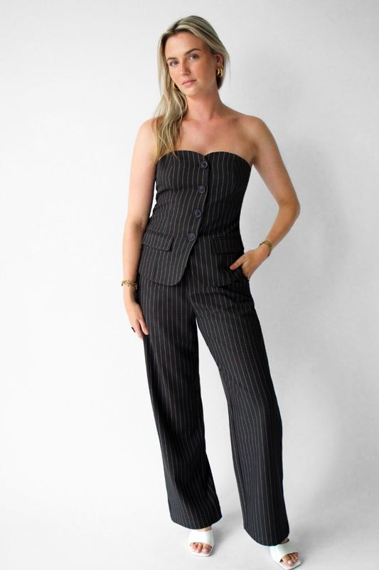 STRIPE TROUSER - BLACK