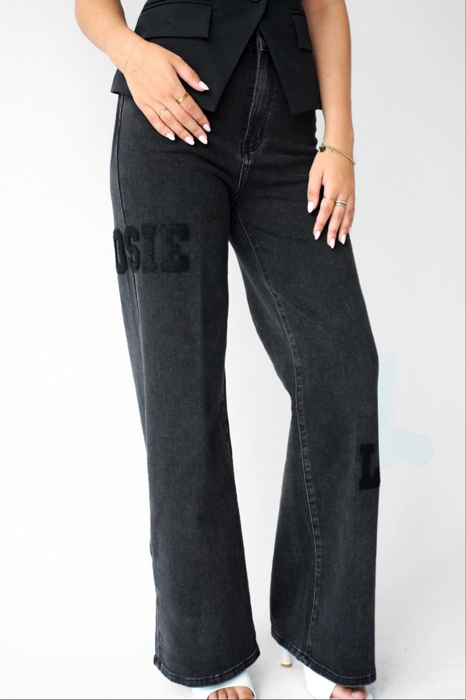 ROSIE WIDE LEG JEANS - BLACK