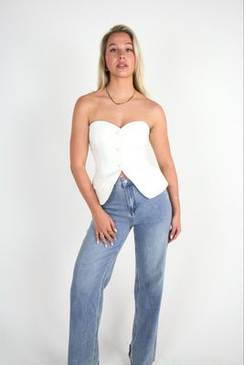 CLASSY BUTTON TOP - WHITE