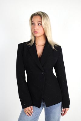 TAILORED STRASS BLAZER - BLACK
