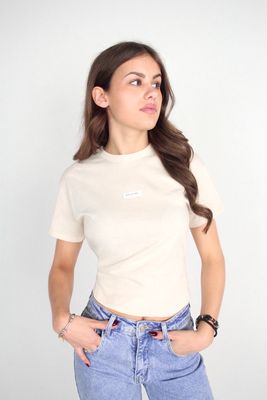 LABEL TEE - BEIGE