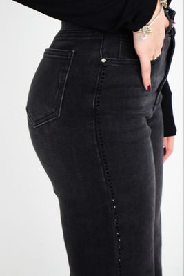 RHINESTONE JEANS - BLACK
