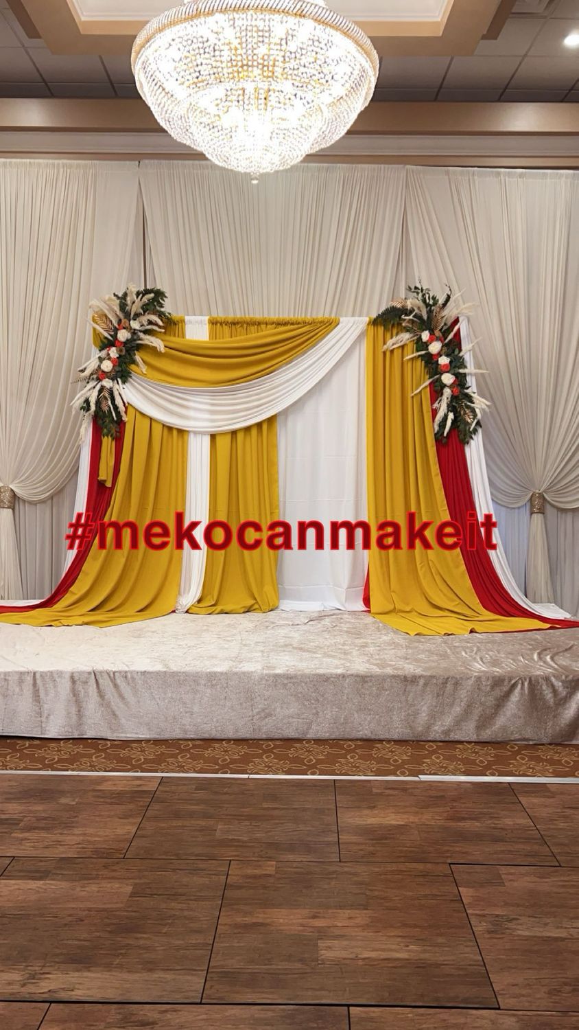 Curtain Backdrop with Accent Decorations starting at $150