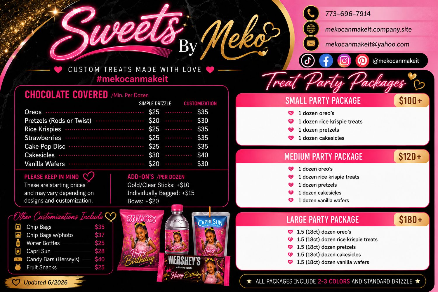 Sweets By Meko Starting at $100