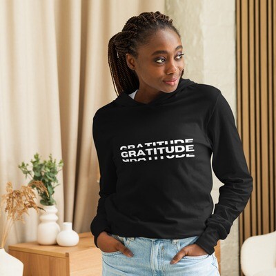 &quot;Gratitude&quot; Hooded Long-Sleeve Tee