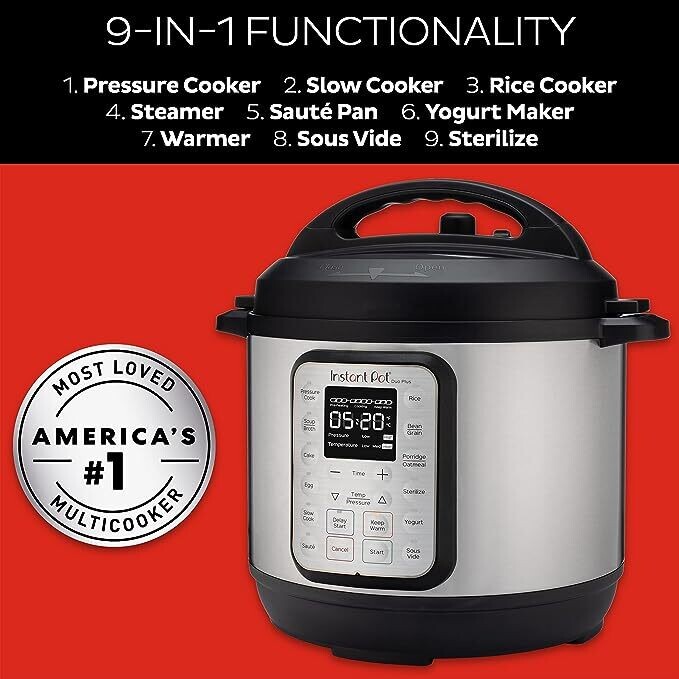 Instant Pot Duo Plus 9-in-1 Electric Pressure Cooker, Slow Cooker, Rice Cooker, Steamer, Sauté, Yogurt Maker, Warmer & Sterilizer-3Qt