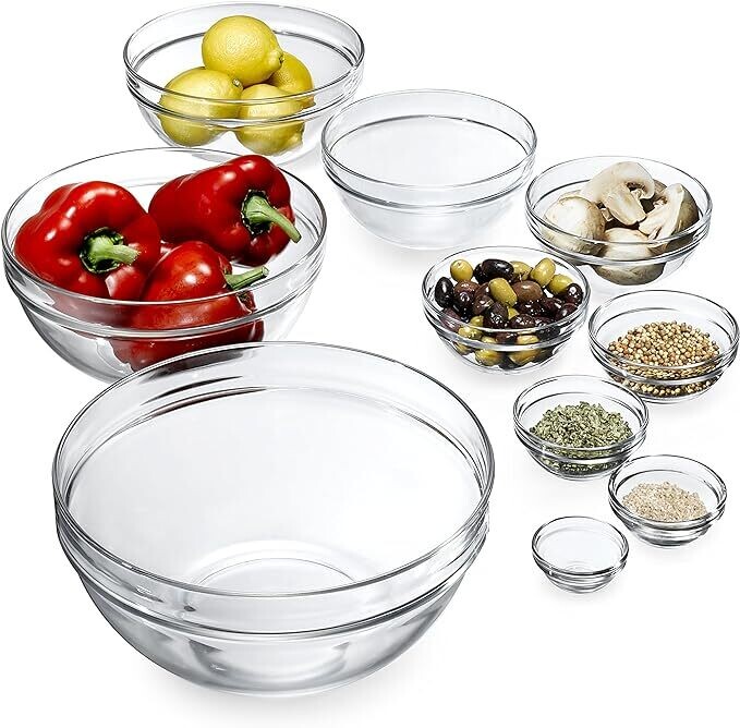 Luminarc Stackable Bowl 10-Piece Set, Glass, Clear