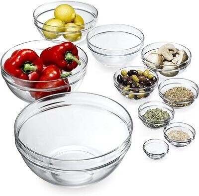 Luminarc Stackable Bowl 10-Piece Set, Glass, Clear