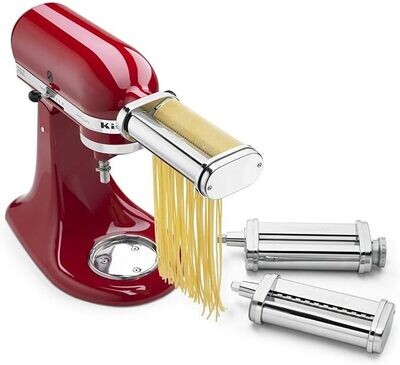 KitchenAid KSMPRA Stand Mixer Attachment Pasta Roller & Cutter, 3-Piece Set, Stainless Steel