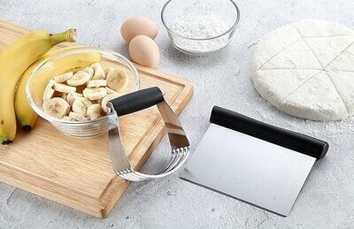 Dough Blender and Pastry Cutter, Stainless Steel Nut, Pie, Pastry and Dough Cutter and Scraper