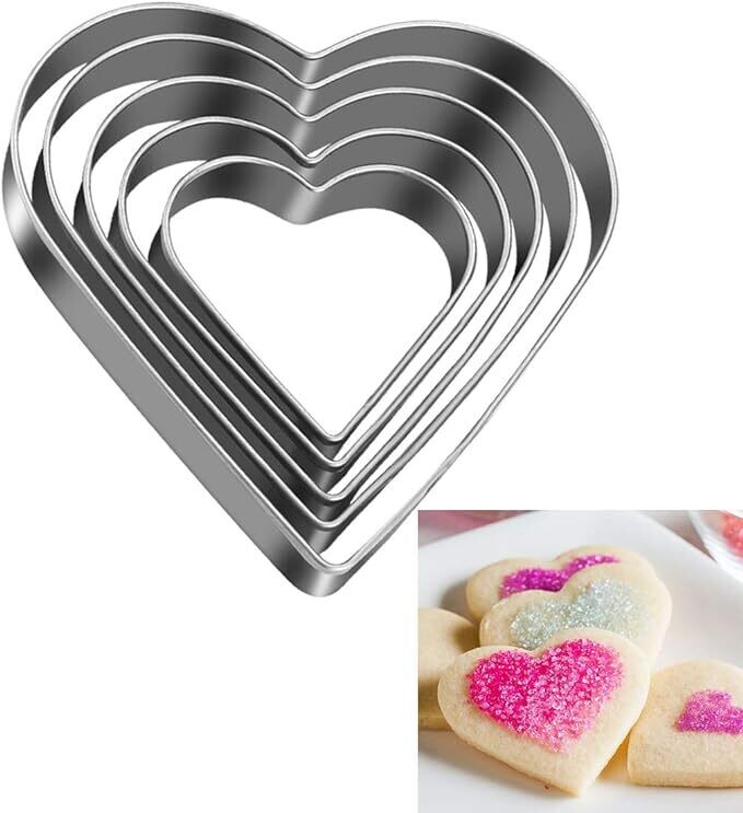 Tmflexe Love Heart Cookie Cutter, Pack of 5