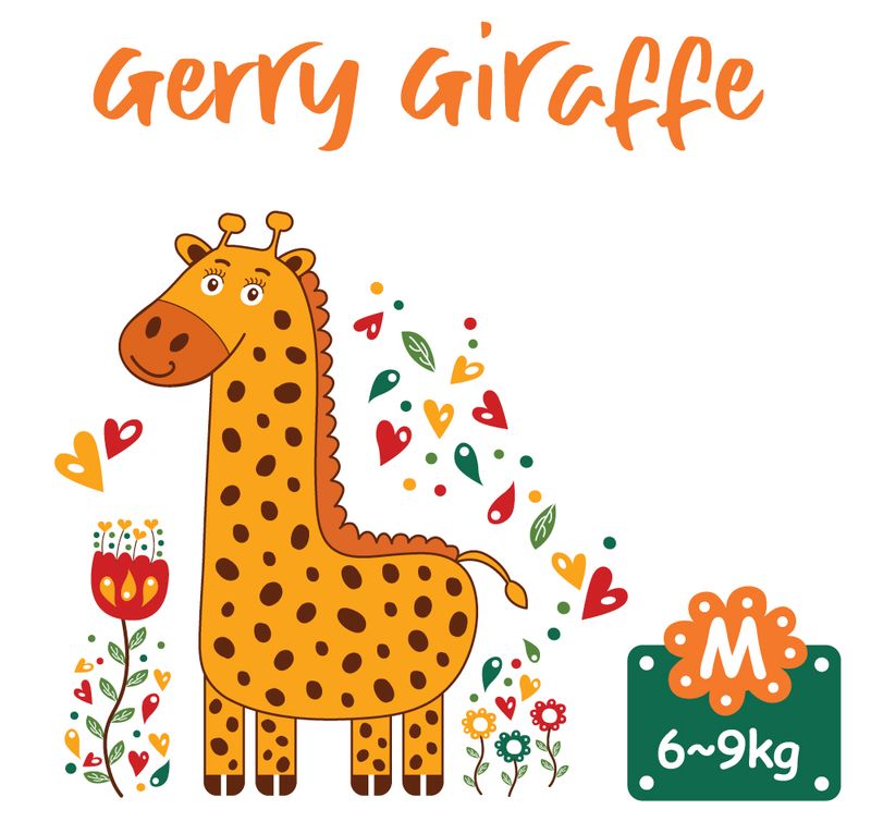 OUR NAPPY ZOO GERRY GIRAFFE PLAYTIME NAPPIES MEDIUM CTN/150