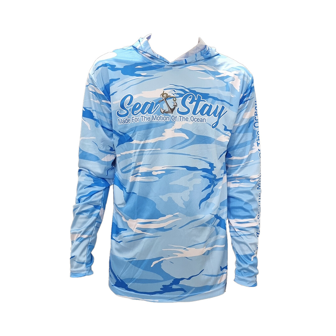 Light Blue Camo - Performance Hooded Shirt
