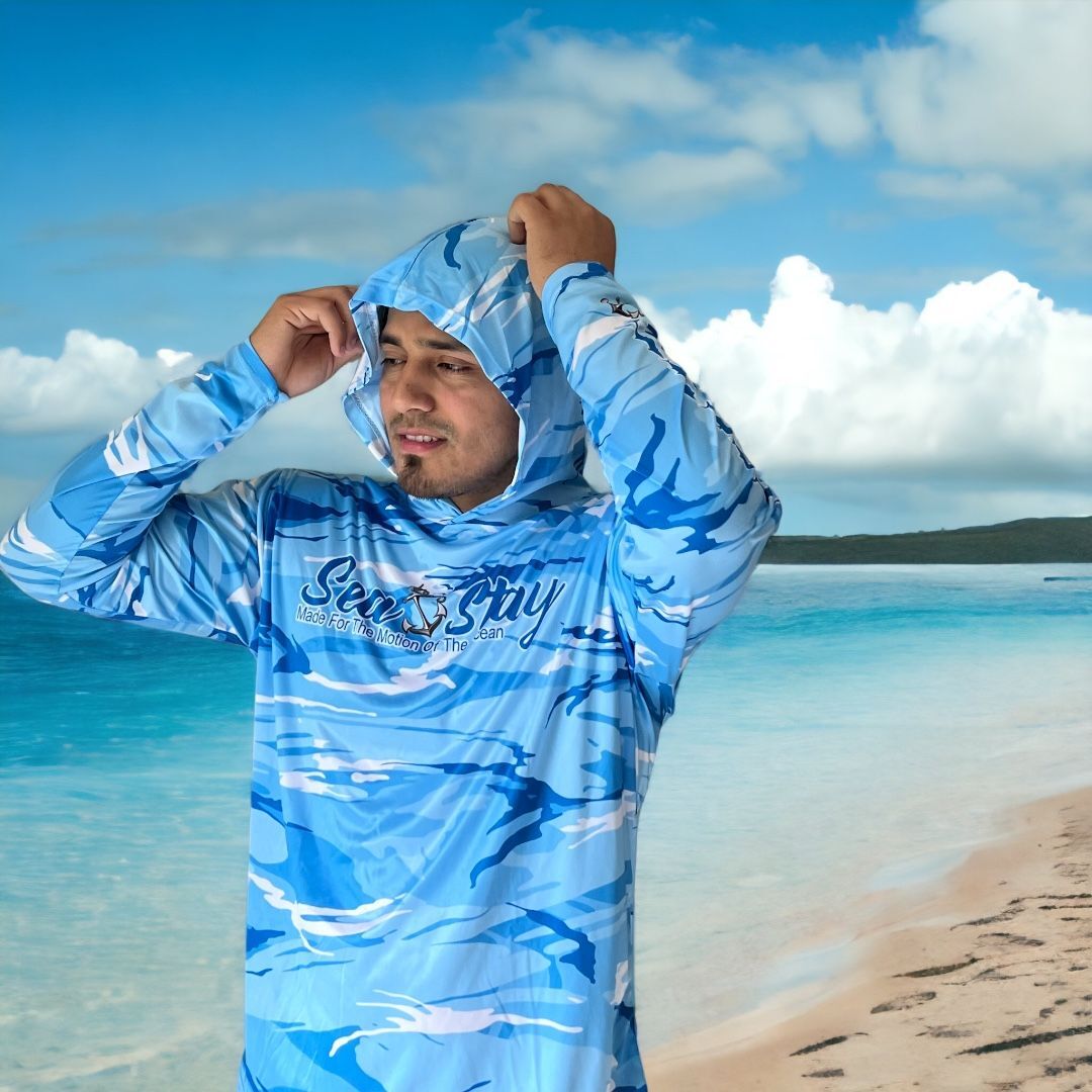 Light Blue Camo - Performance Hooded Shirt