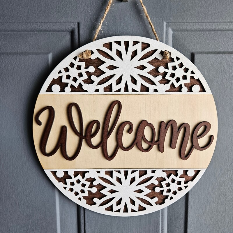 Snow Flake Design Welcome Door Hanger