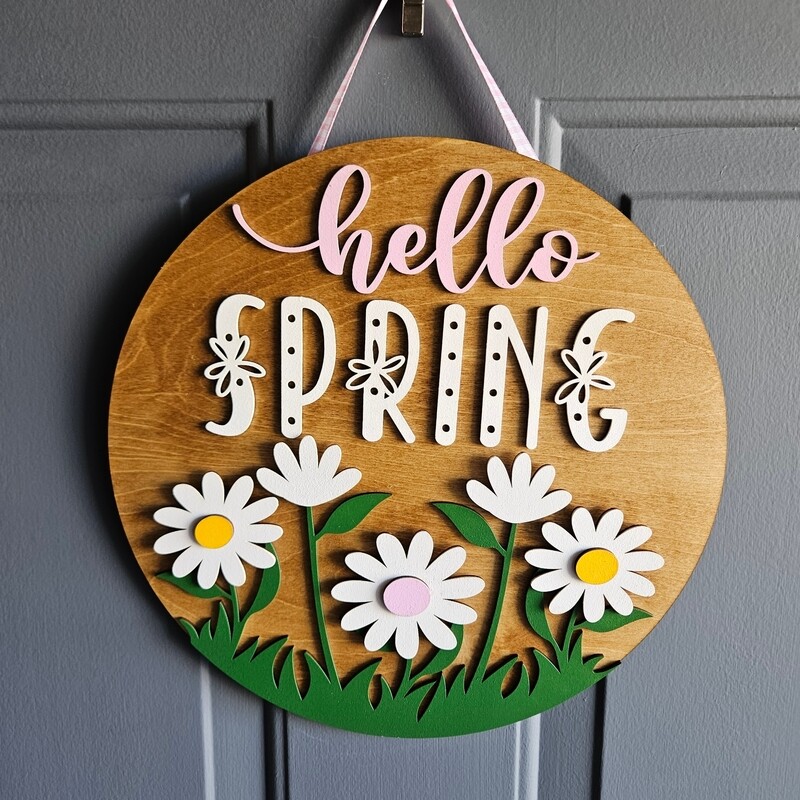 Hello Spring Flower Door Hanger