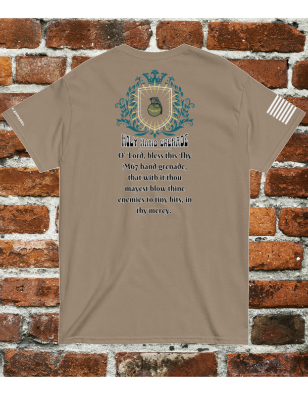 Holy Hand Grenade men’s t-shirt gift idea for Dad, veteran, soldier or grunt