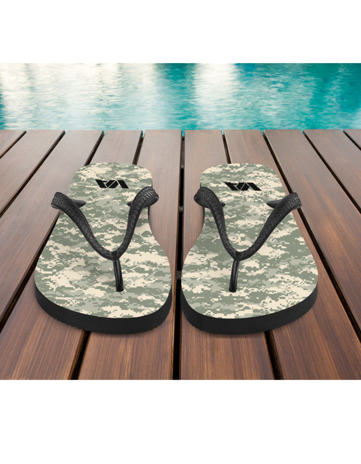 Veteran and military flip flops, Army ACU camo style sandals, men and women footwear.