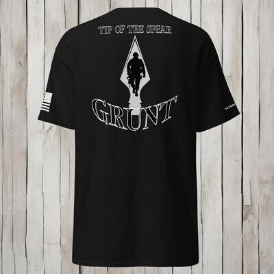 Infantry - Grunt Military Veteran t-shirt, Tip of the Spear "Grunt" on back of shirt