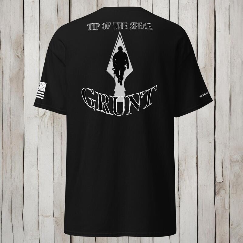 Infantry - Grunt Military Veteran t-shirt, Tip of the Spear &quot;Grunt&quot; on back of shirt