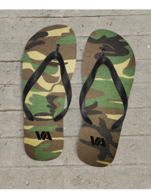 Army & Marine veteran flip flops, BDU style sandals, men and women military footwear.