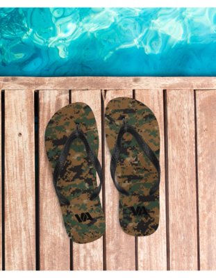 Veteran & Military flip flops, USMC Woodland Digital style sandals, men and women footwear.