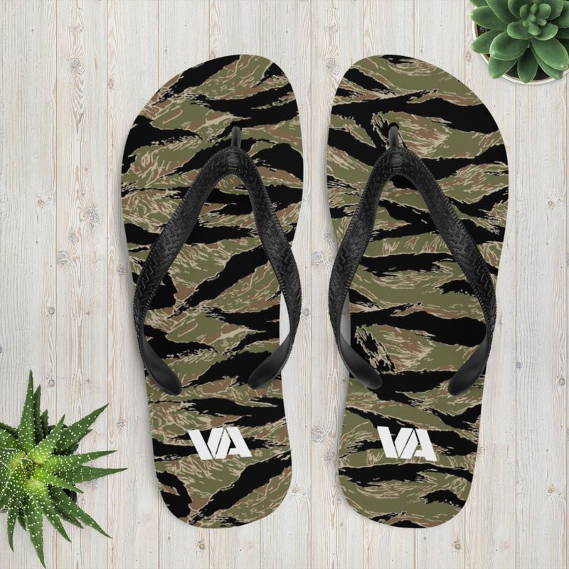 Jungle Tiger Flip Flops | Stylish Summer Footwear | Veteran Sandals | Military flip flops | Camo style sandals | men and women beach footwear