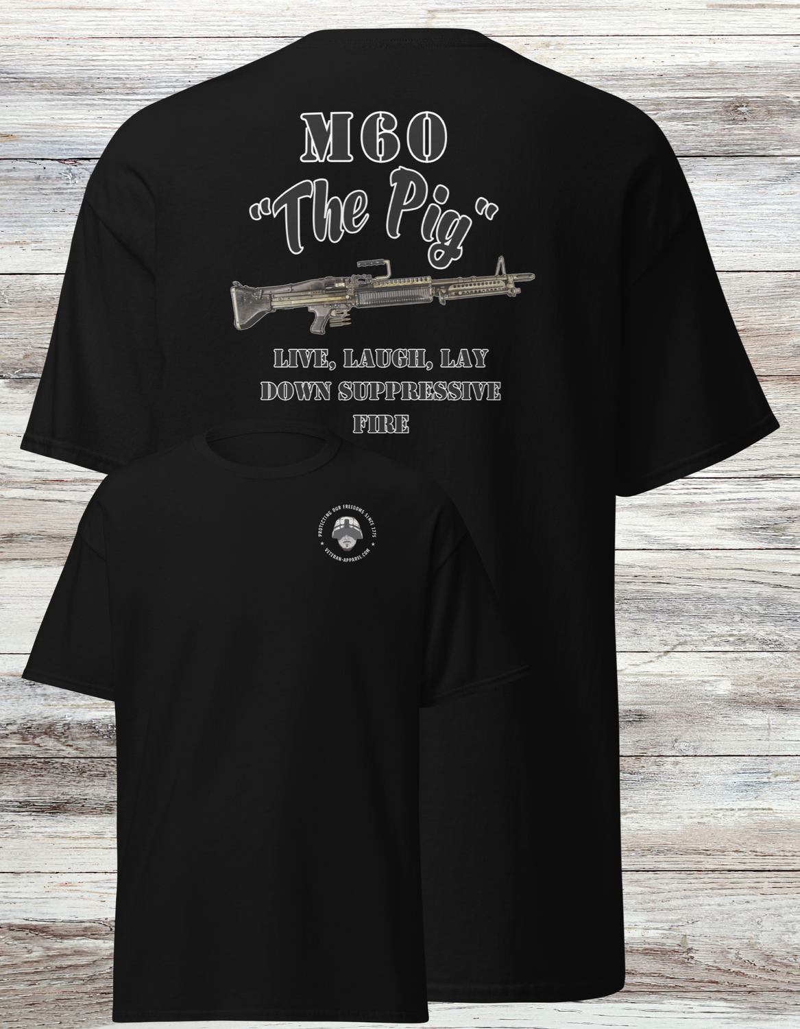 M60 &quot;The Pig&quot; T-shirt | 100% Cotton pre-shrunk unisex shirt | Gift for USMC or US Army veterans