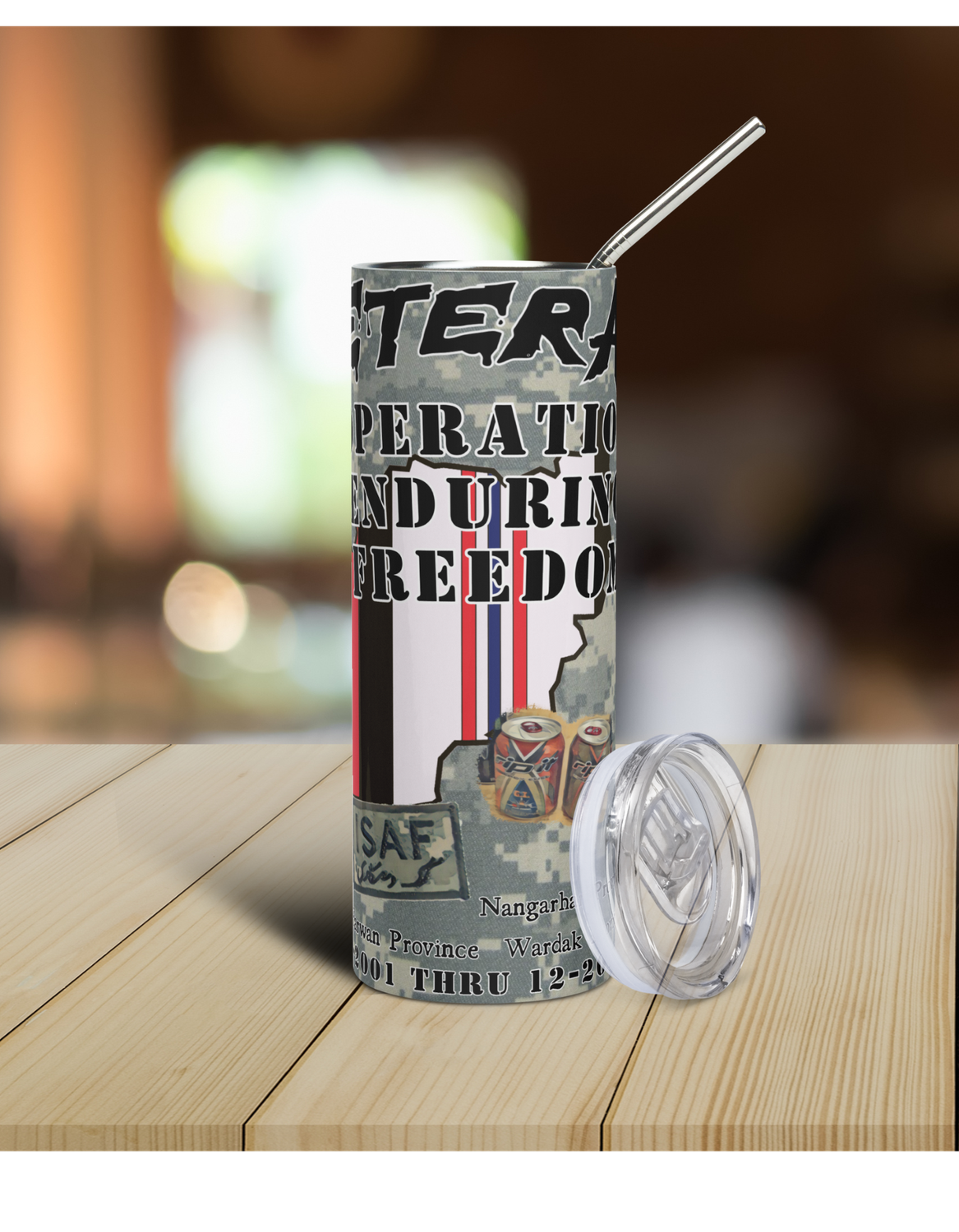 Operation Enduring Freedom tumbler with ACU camouglage | Veteran OEF Cup | Hot and Cold Tumbler
