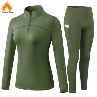 FlexFit Two Piece Seamless leggings With Pockets and Long Sleeve Jacket