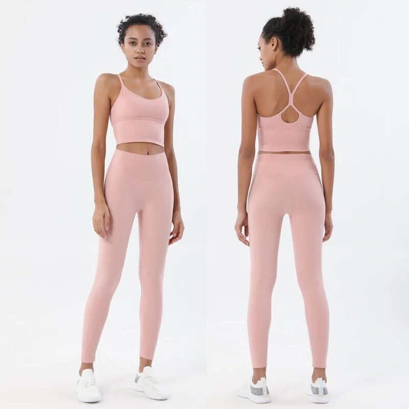 Flextfit Two Piece Gym Fitness seamless leggings and High Elastic sport bra
