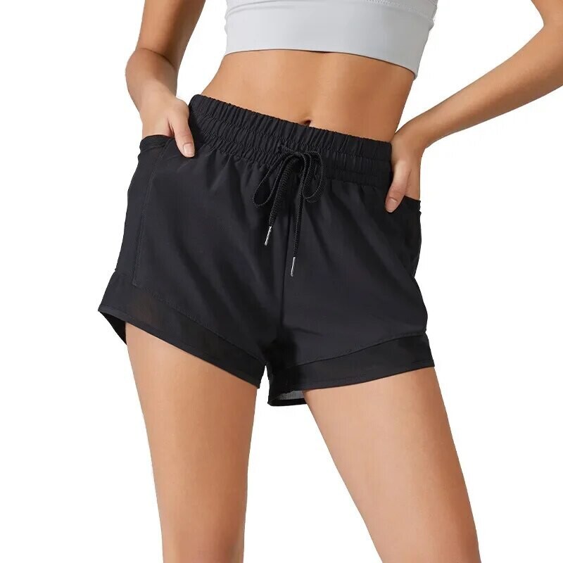 Flexfit High Waisted Tummy Control Drawstring shorts, Size: S, Color: Black