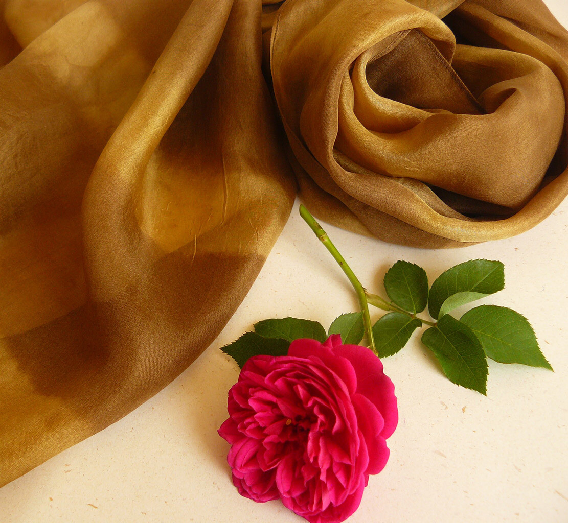 Golden Rose Silk Scarf