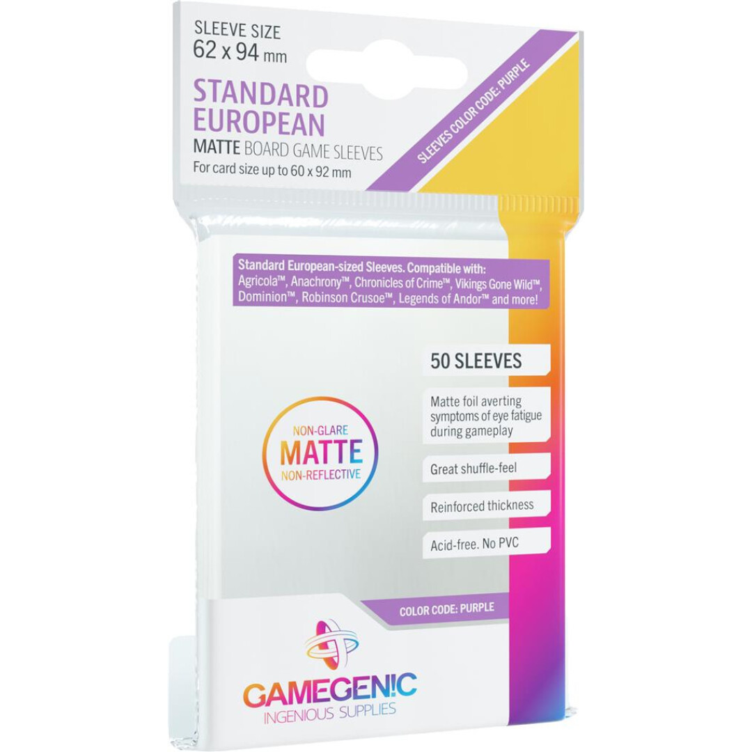 Matte Sleeves: Standard European - 62x94 mm (50)