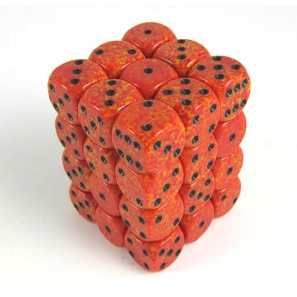Dice: D6 Block 12mm Fire Speckled (36)