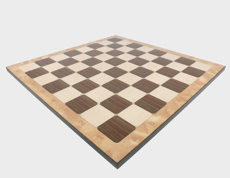 Chess Board: 17" Rustic Walnut Alpha-Numeric Decoupage