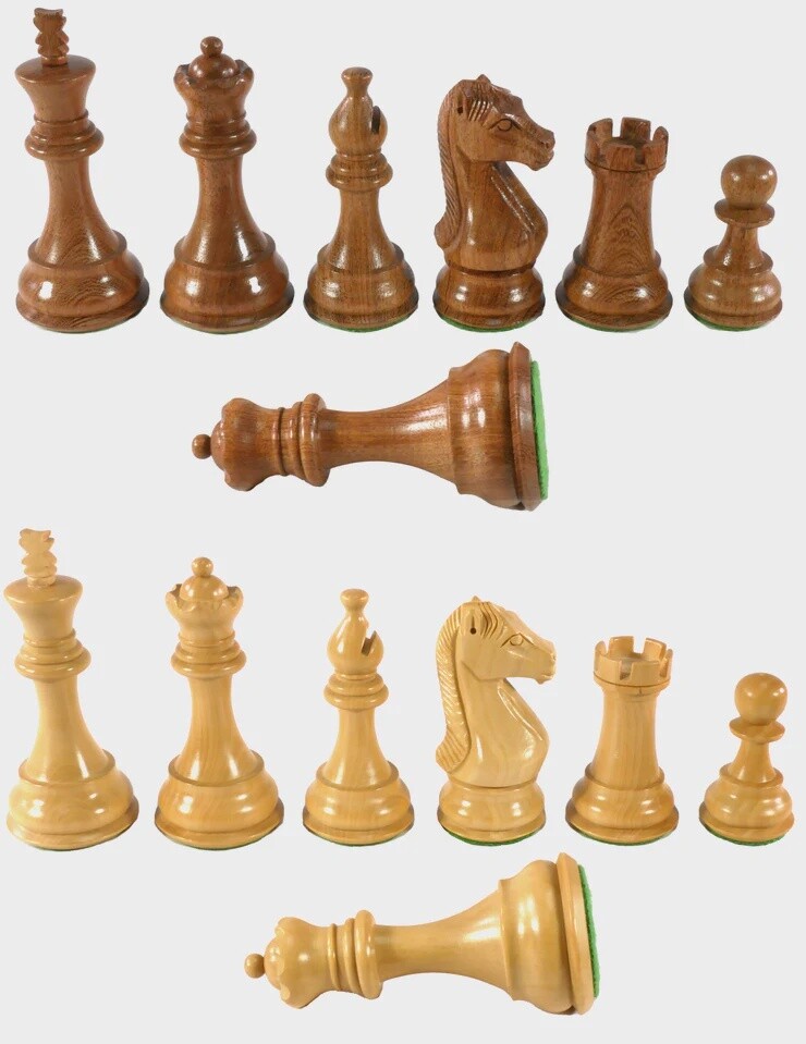 Chess Pieces: 4” Majestic Acaciawood &amp; Boxwood
