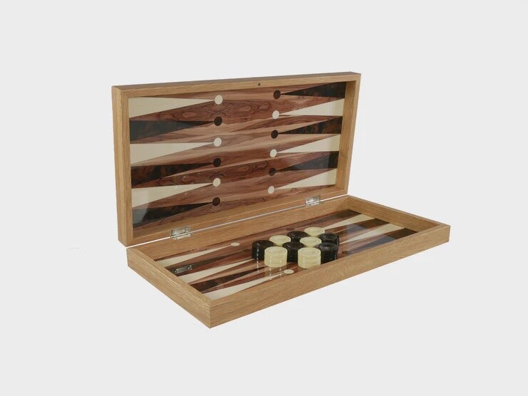 Backgammon: 19&quot; Burlwood Decoupage Folding Set