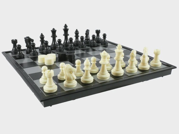 Chess Set: 12&quot; Magnetic Folding Metal