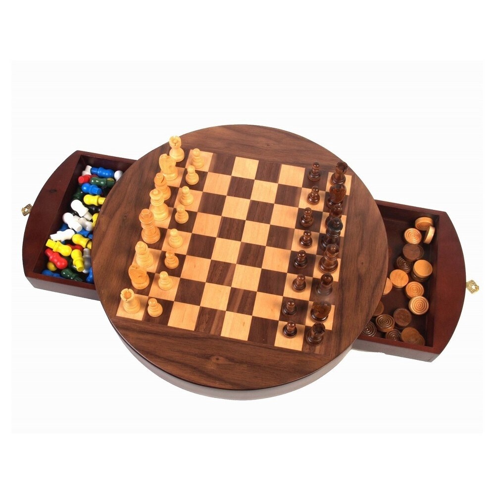 Round 3 in 1 Game Collection - Chess, Checkers, and Chinese Checkers
