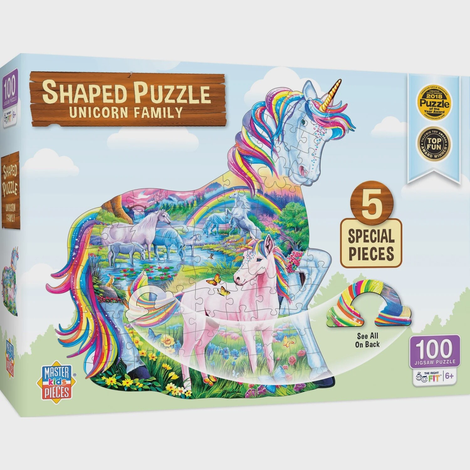Shaped Puzzle: Unicorn Family - 100 Pieces