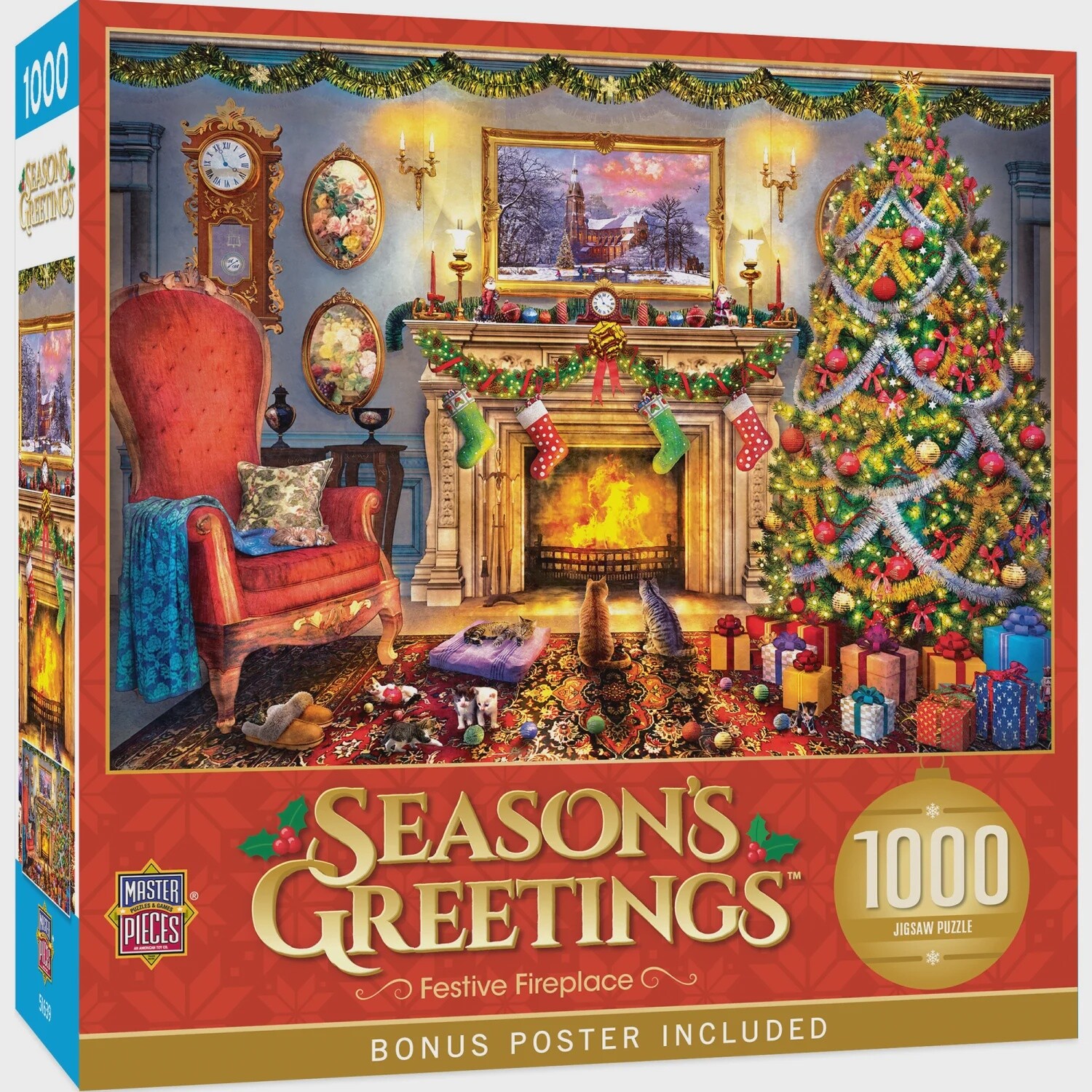 Season&#39;s Greetings: Festive Fireplace - 1000 Pieces
