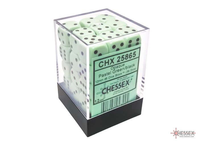 Dice: D6 Block 12mm Opaque Pastel Green (36)
