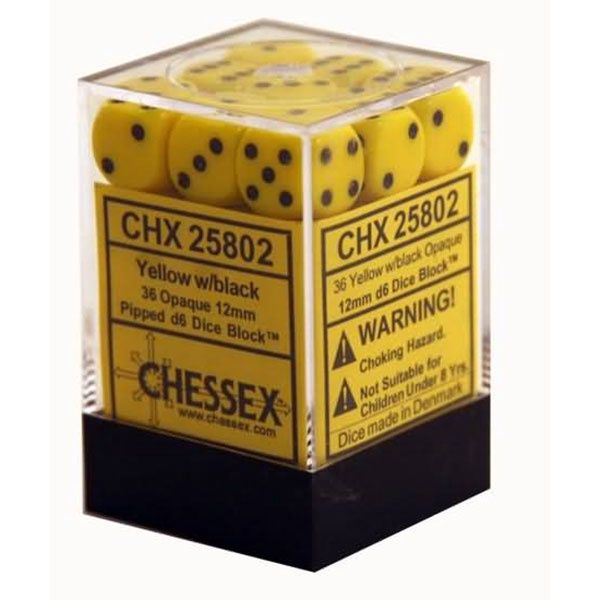 Dice: 12mm 36d6 Opaque: Yellow/Black