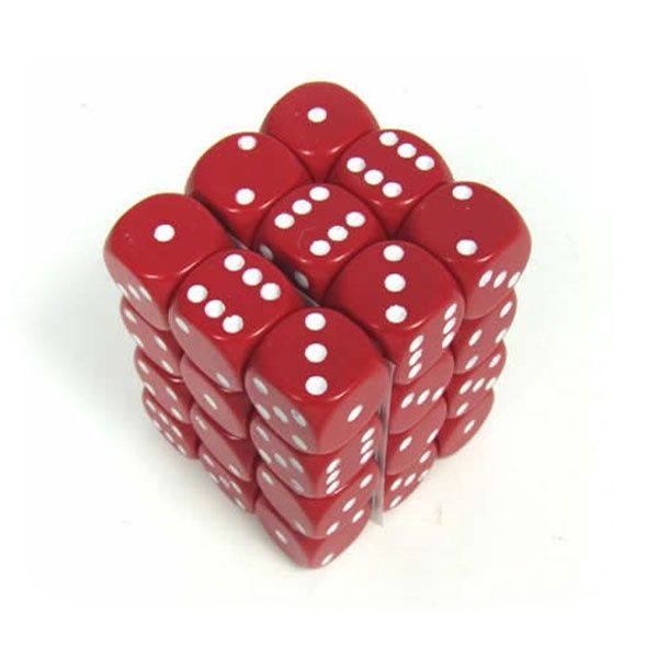 Dice: 12mm 36d6 Opaque Red with White Pip
