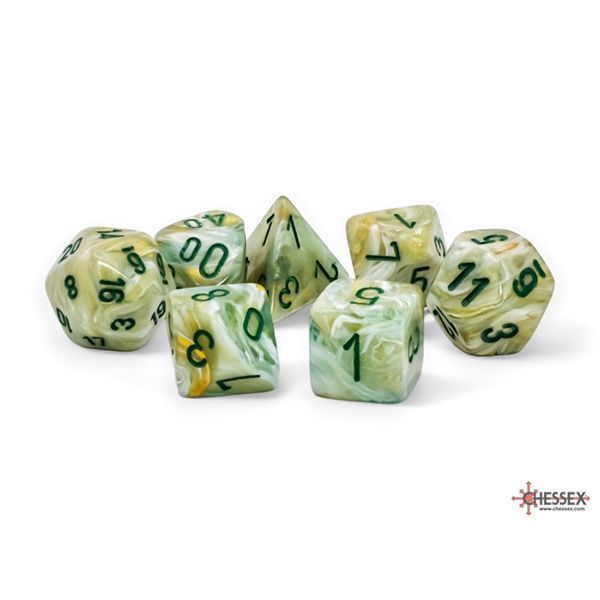 Dice: 7-Set Mega-Hedrals Marble Green/Dark Green