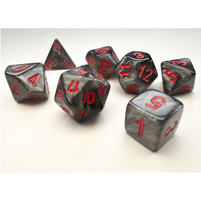 DICE: 7-Set Mini Velvet Black with Red